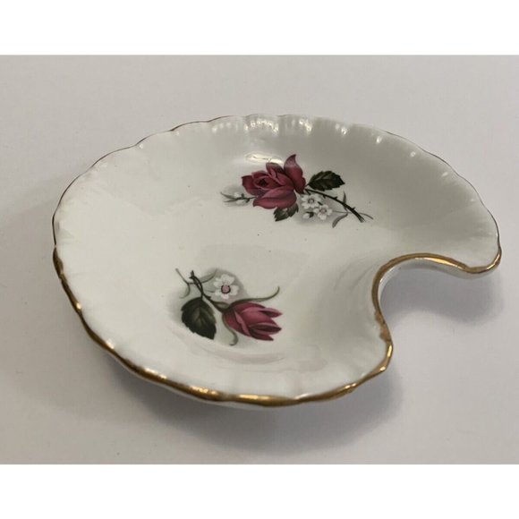 Royal Dover China Bone China England Vintage Trinket Dish Two Roses Gold Trim - Picture 4 of 10